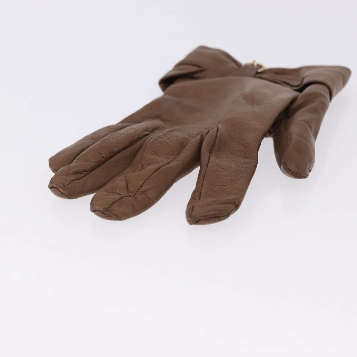 GUCCI Gloves Leather Brown Auth 191970V