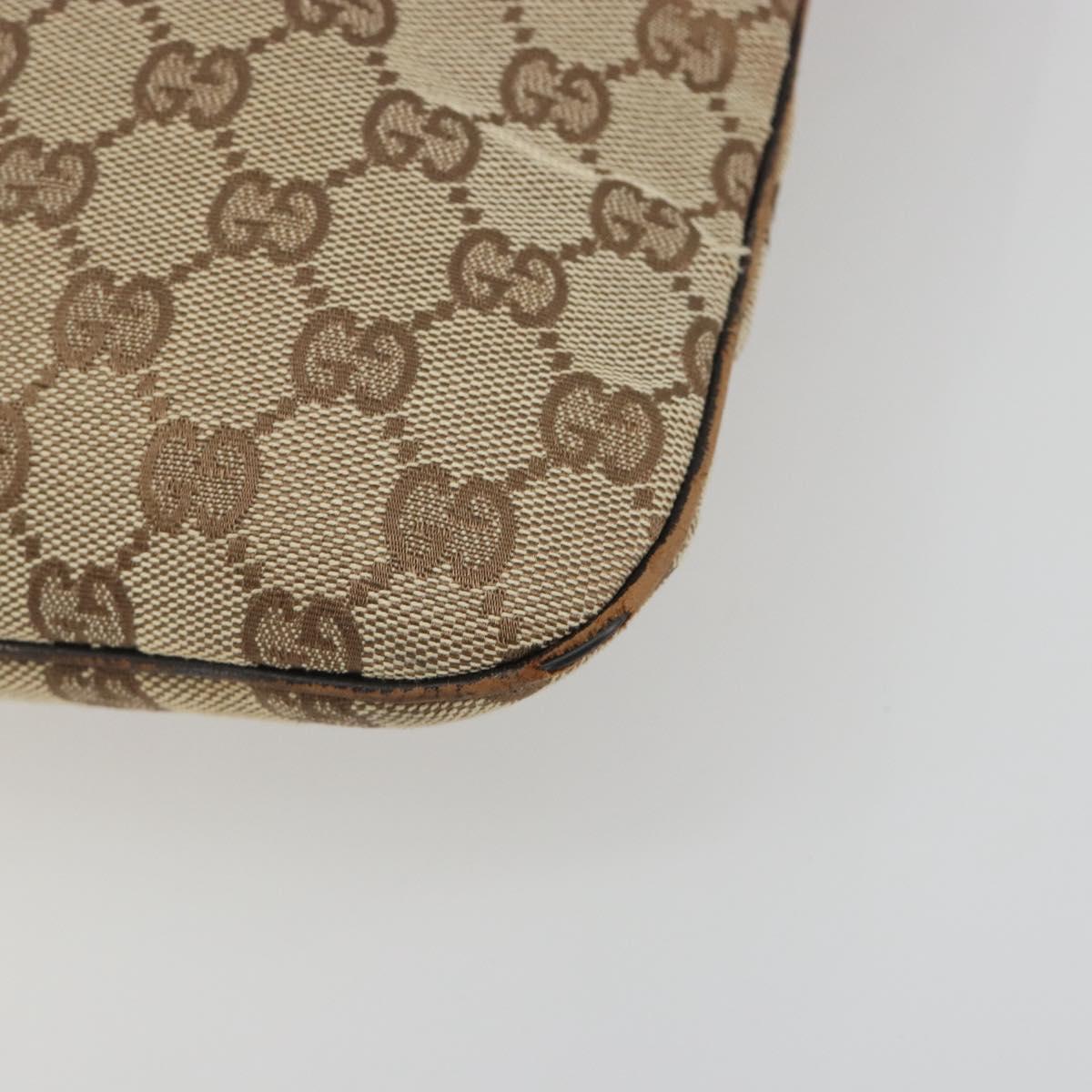 GUCCI GG Canvas Web Sherry Line Shoulder Bag Beige Silver Auth 191971A