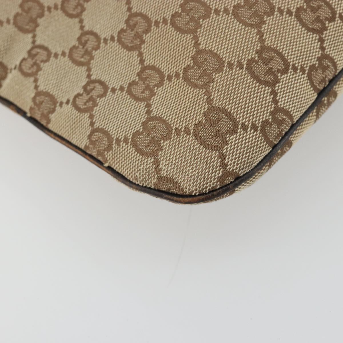 GUCCI GG Canvas Web Sherry Line Shoulder Bag Beige Silver Auth 191971A