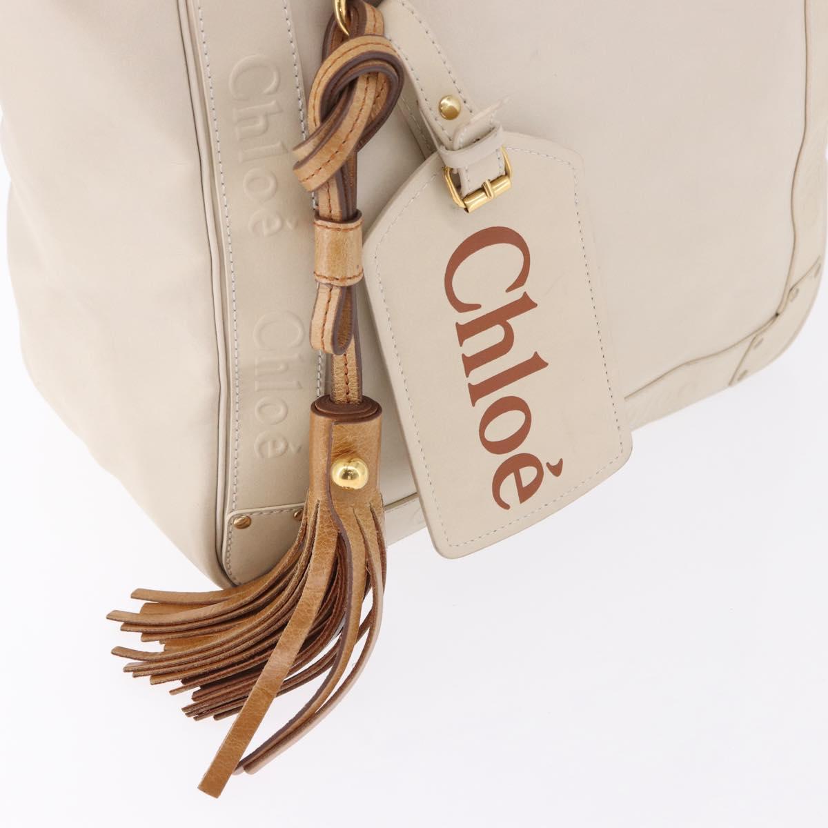 Chloe Eden Tote Bag Leather Ivory Gold Auth 191972A