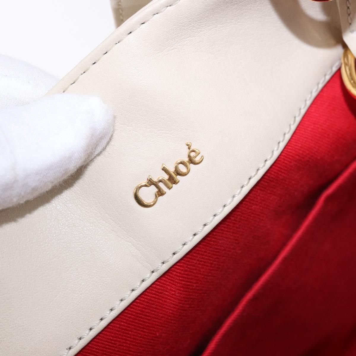 Chloe Eden Tote Bag Leather Ivory Gold Auth 191972A