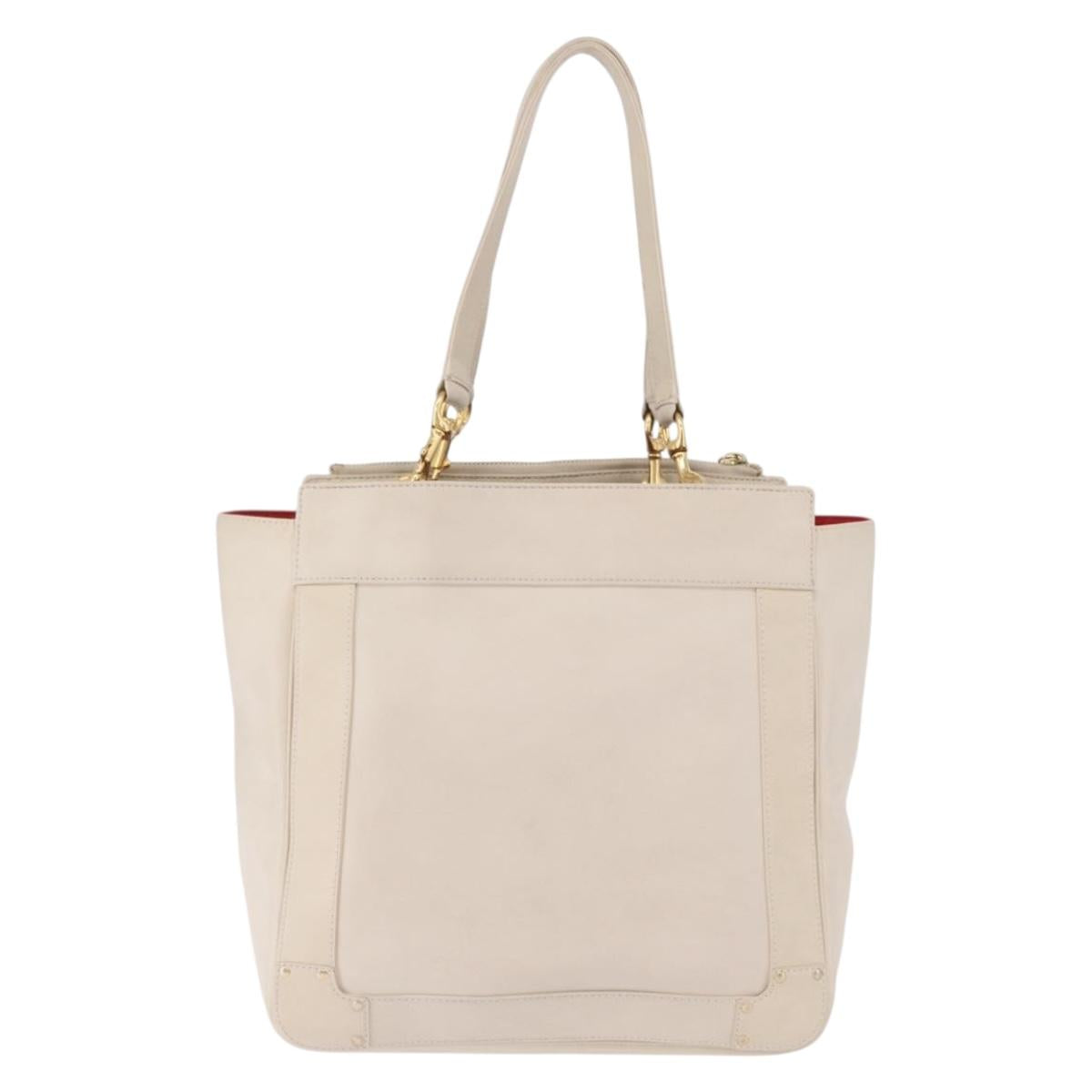 Chloe Eden Tote Bag Leather Ivory Gold Auth 191972A