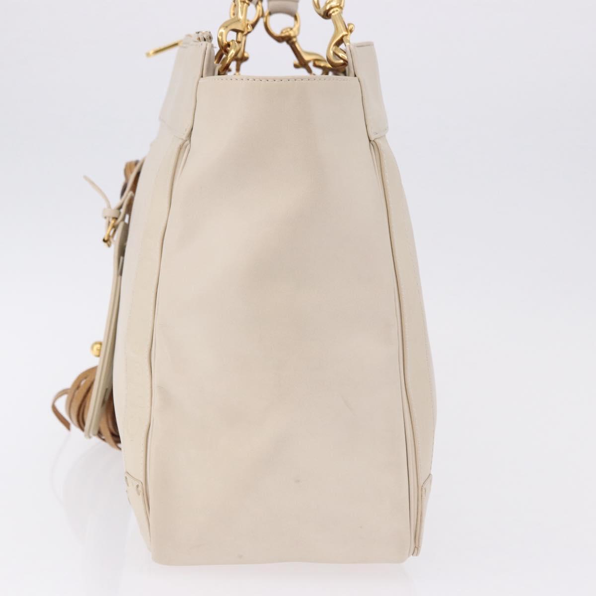 Chloe Eden Tote Bag Leather Ivory Gold Auth 191972A