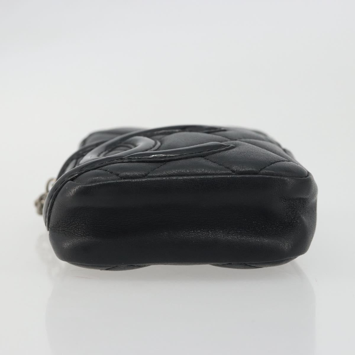 CHANEL Matelasse Cambon Line Pouch Lamb Skin Black CC Auth 191973A