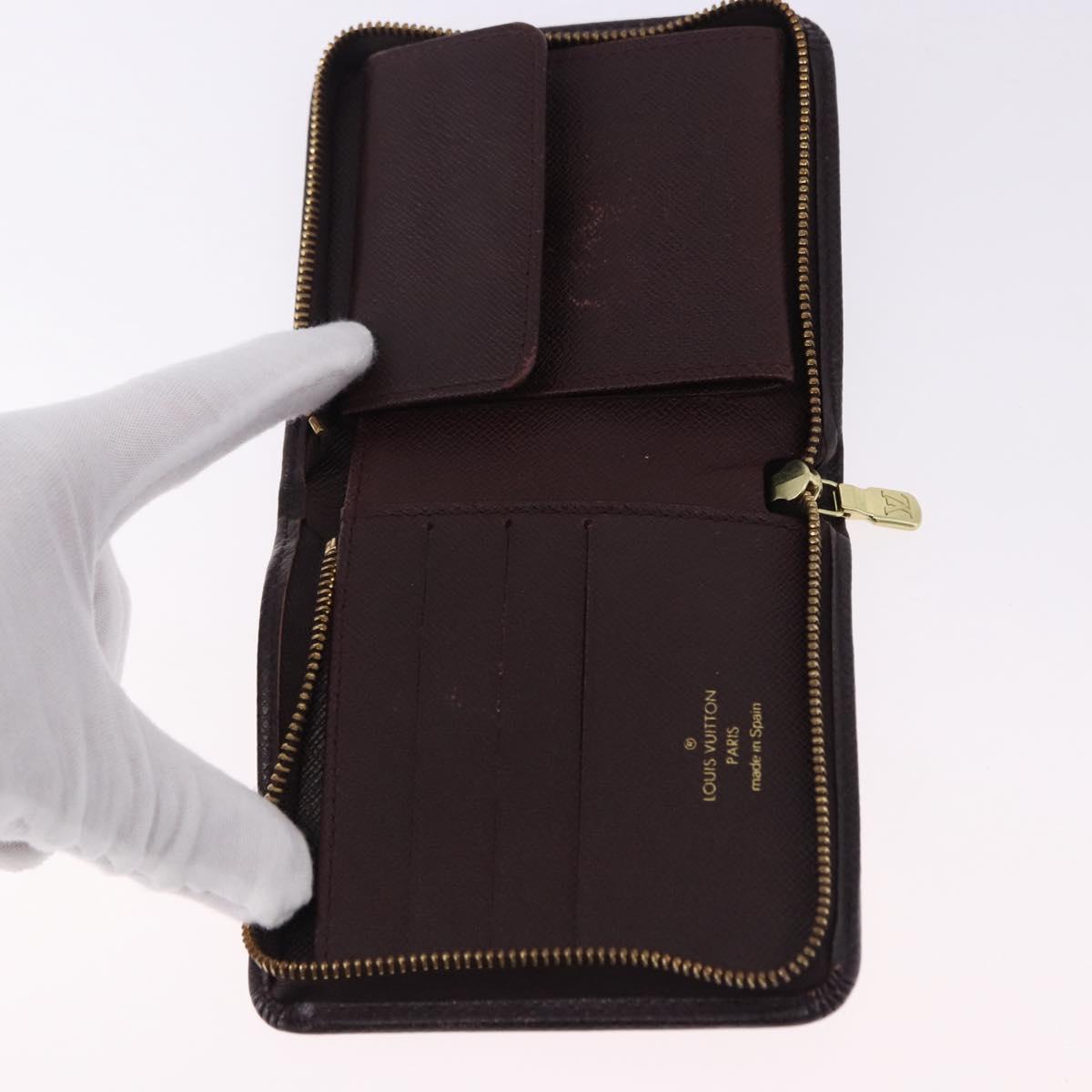 LOUIS VUITTON Taiga Porte Billets Monnaie Zip Wallet Acajou M30676 Auth 191974