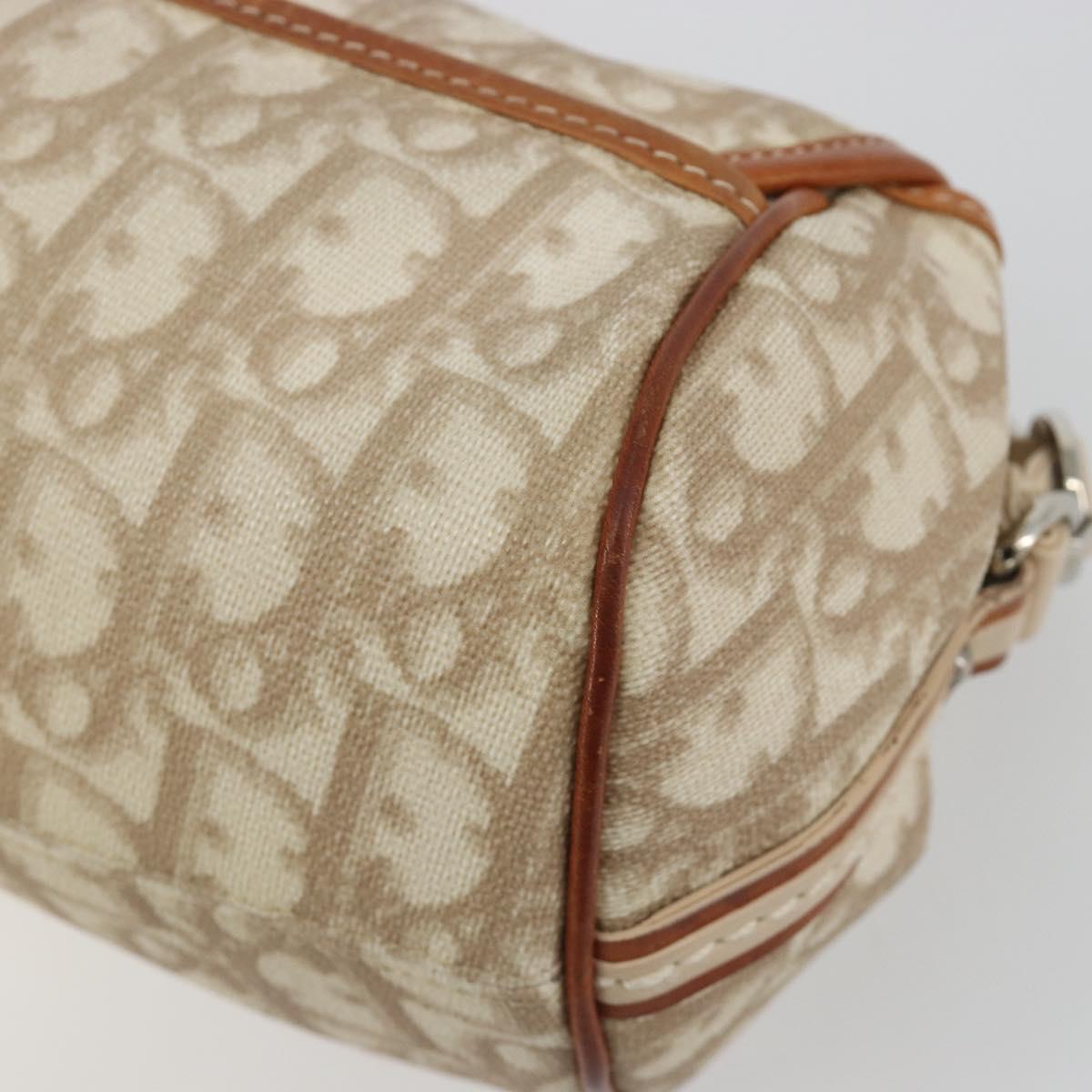 Christian Dior Trotter Canvas Romantic Chain Bag PVC Beige Silver Auth 191980V