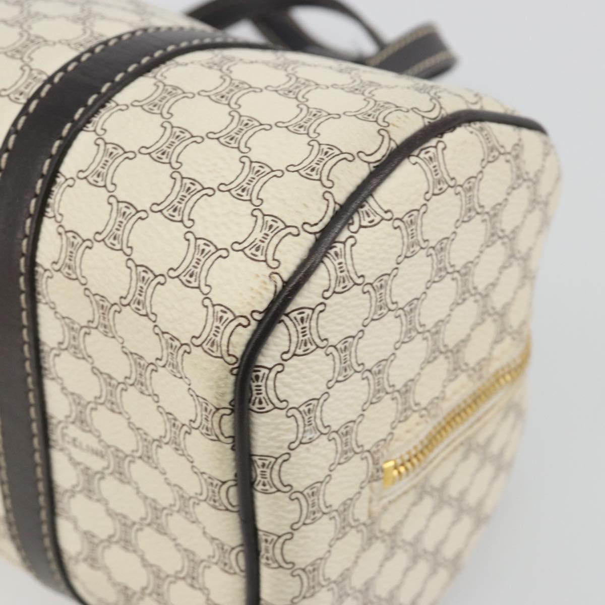 CELINE Macadam Canvas Hand Bag PVC Leather Ivory Gold Auth 191981A