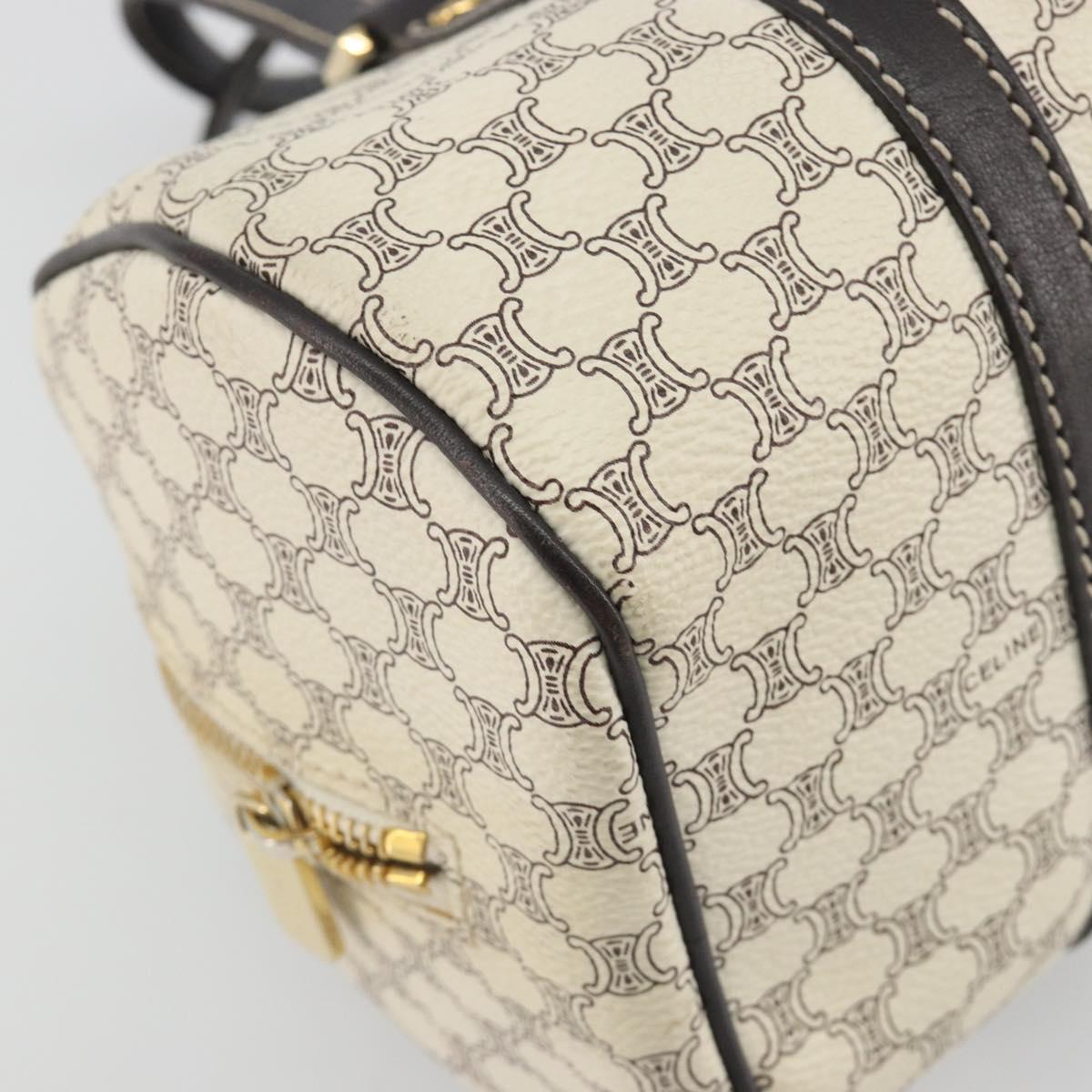 CELINE Macadam Canvas Hand Bag PVC Leather Ivory Gold Auth 191981A