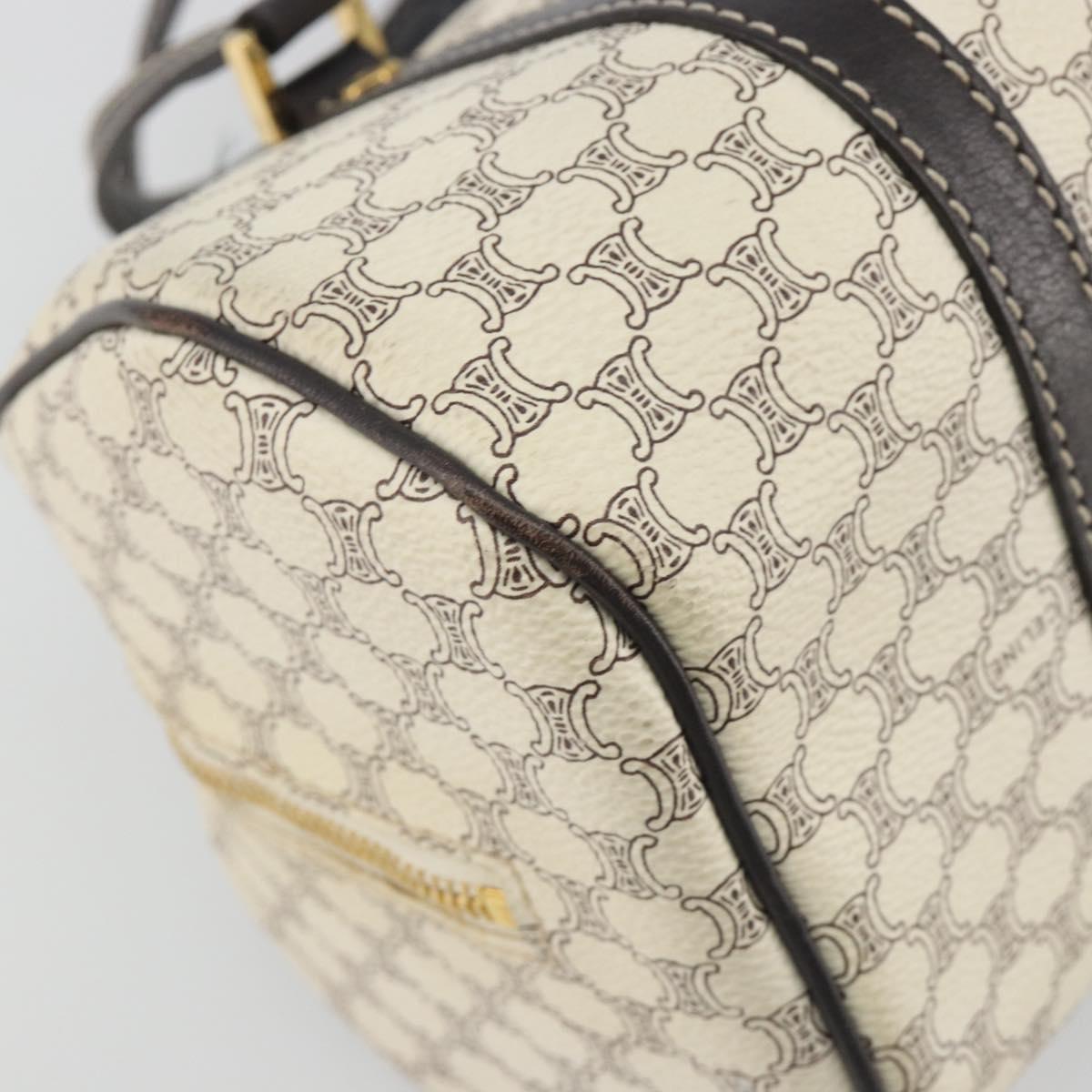 CELINE Macadam Canvas Hand Bag PVC Leather Ivory Gold Auth 191981A