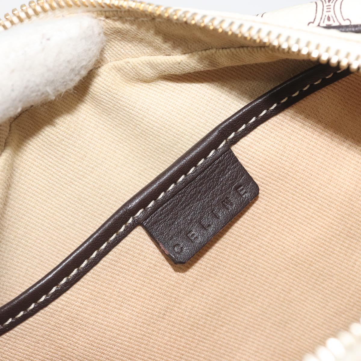 CELINE Macadam Canvas Hand Bag PVC Leather Ivory Gold Auth 191981A