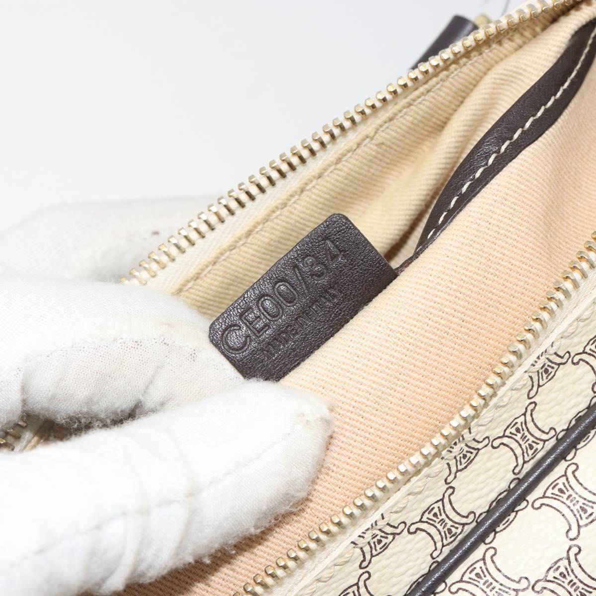 CELINE Macadam Canvas Hand Bag PVC Leather Ivory Gold Auth 191981A