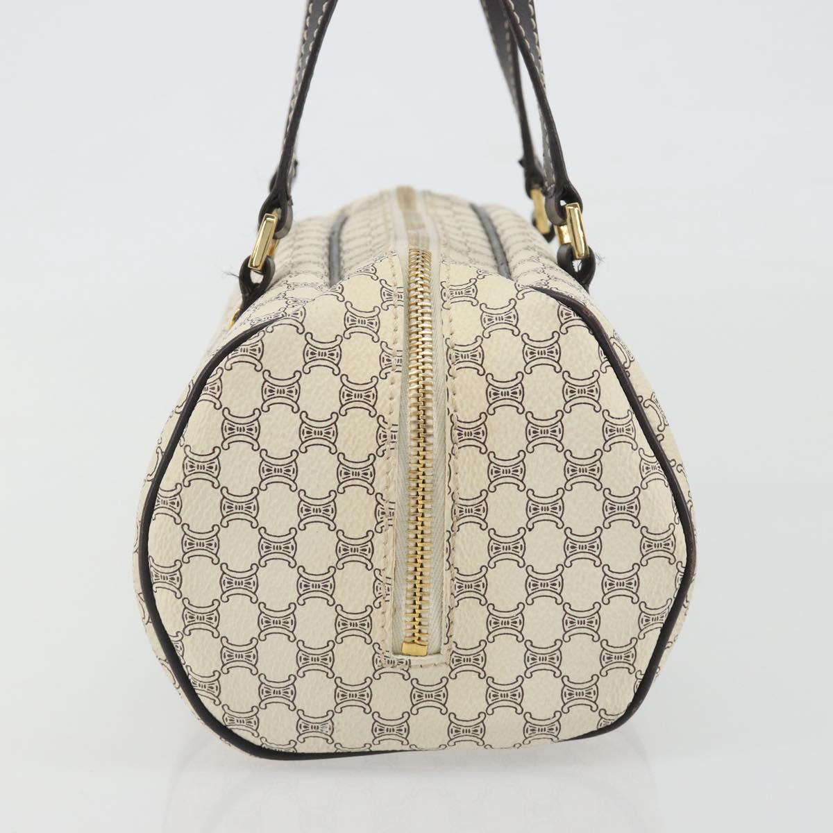CELINE Macadam Canvas Hand Bag PVC Leather Ivory Gold Auth 191981A
