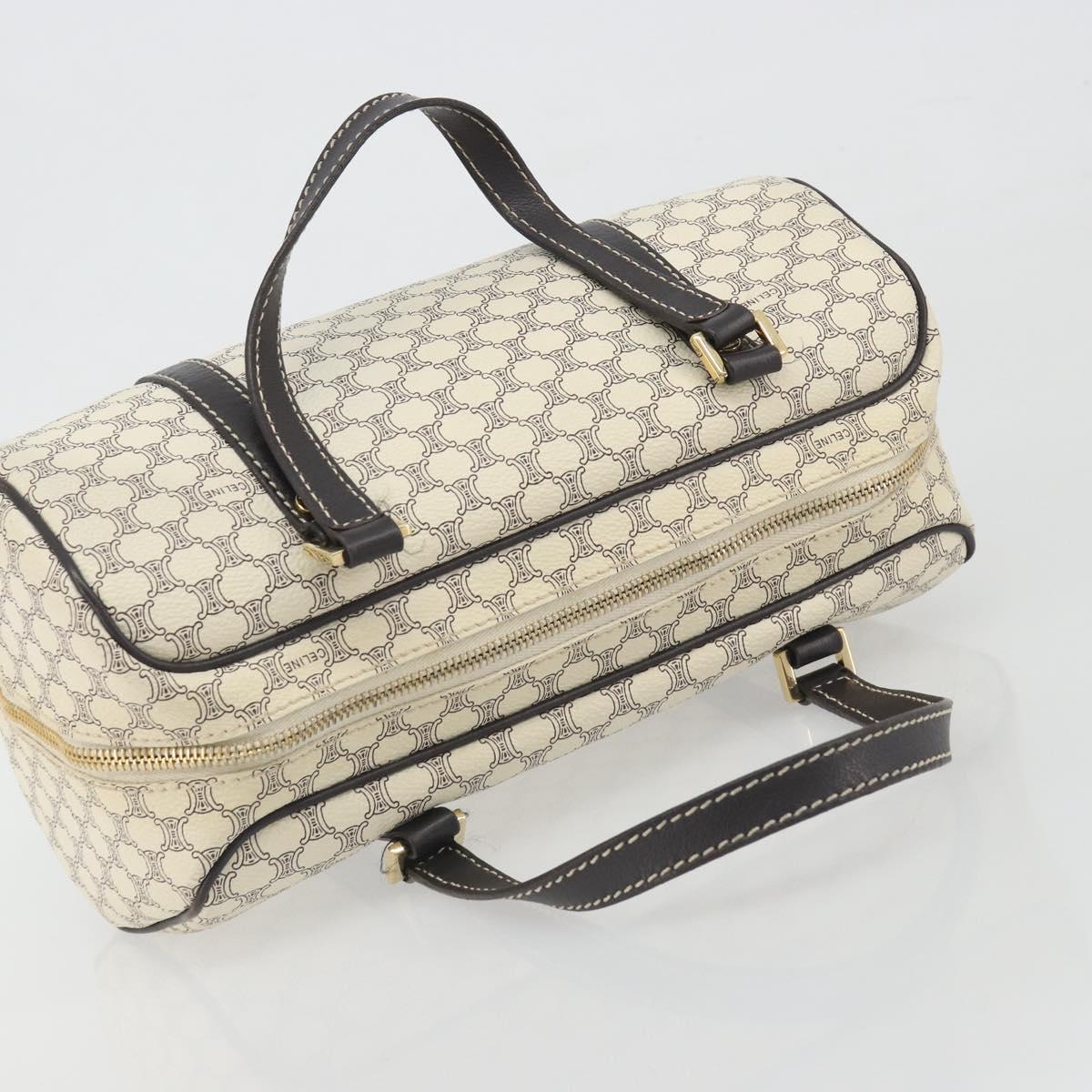 CELINE Macadam Canvas Hand Bag PVC Leather Ivory Gold Auth 191981A