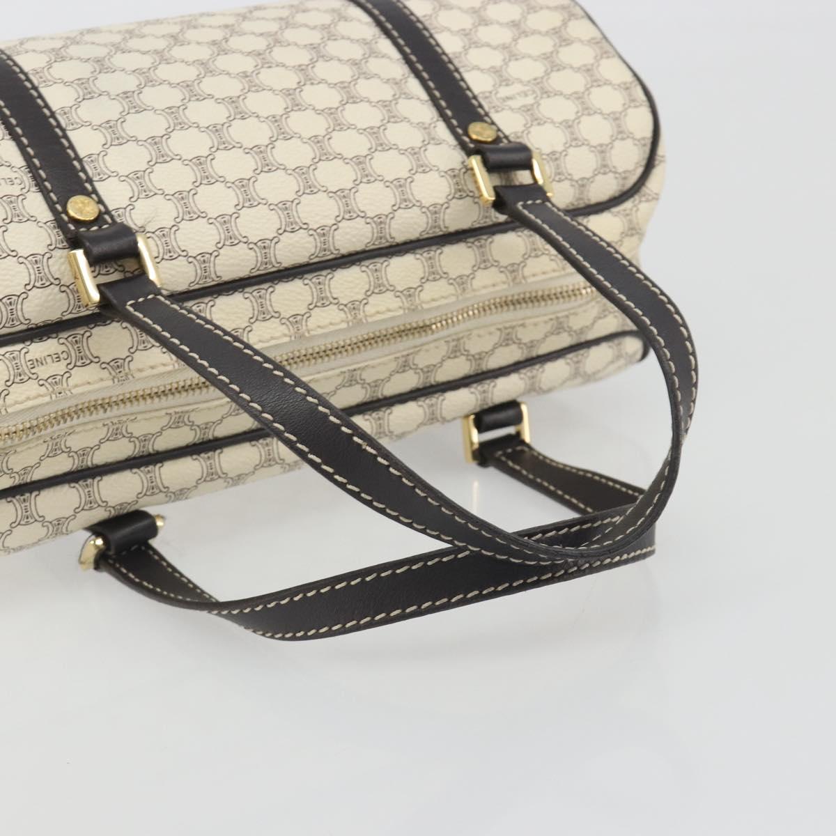 CELINE Macadam Canvas Hand Bag PVC Leather Ivory Gold Auth 191981A