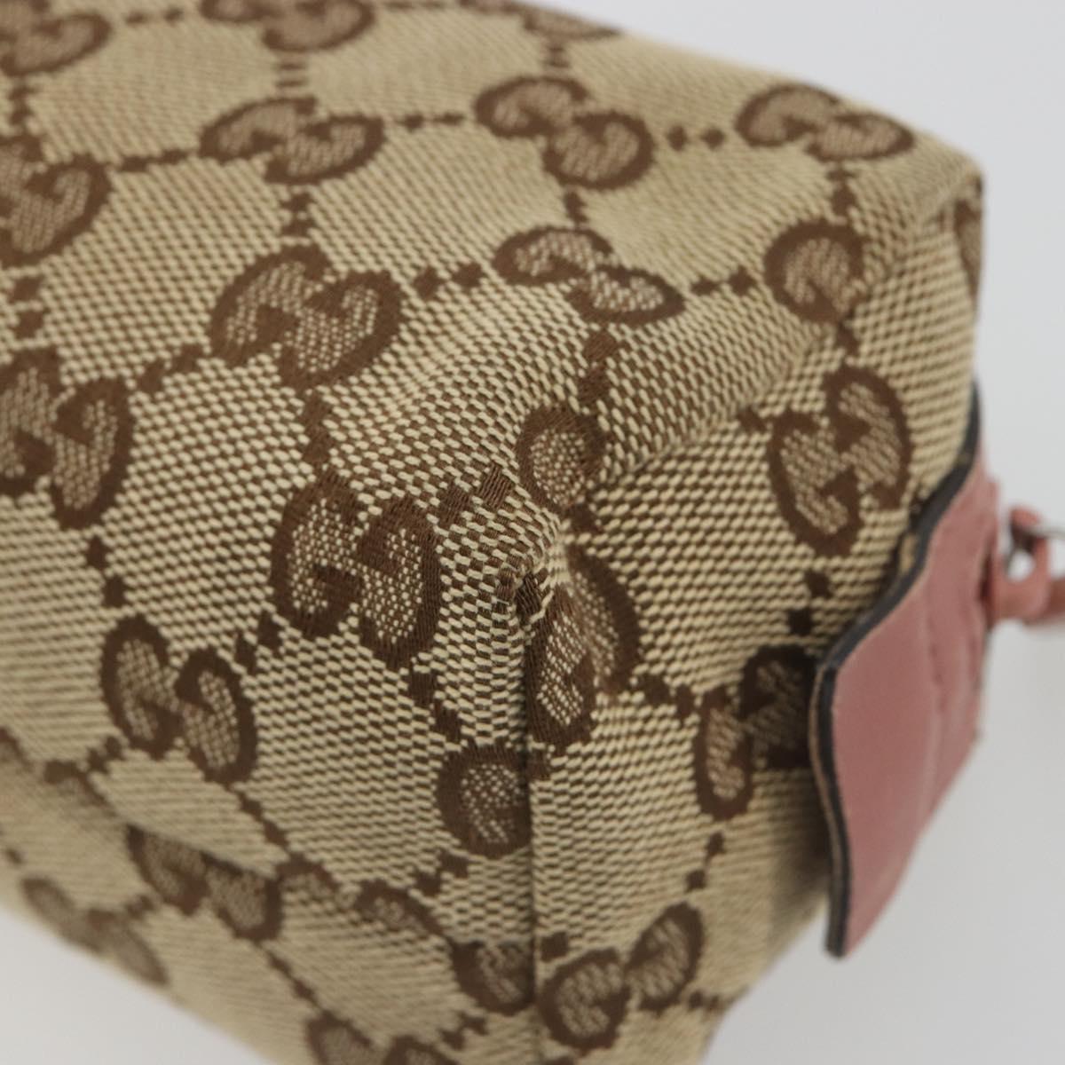 GUCCI GG Canvas Pouch Beige Silver 245947 Auth 191986