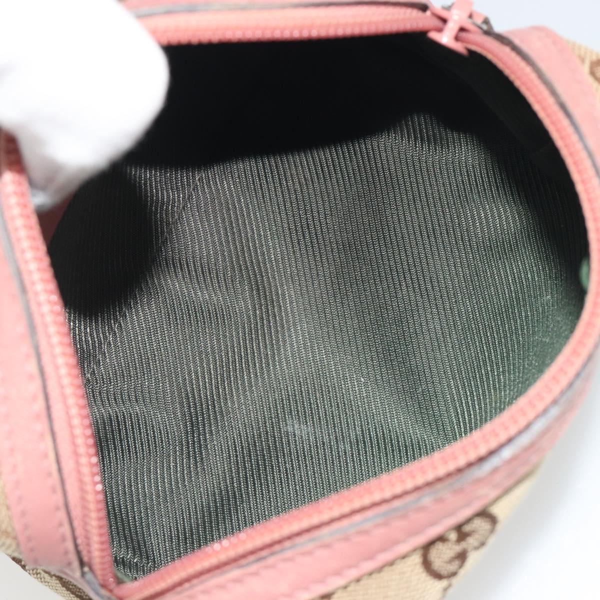 GUCCI GG Canvas Pouch Beige Silver 245947 Auth 191986