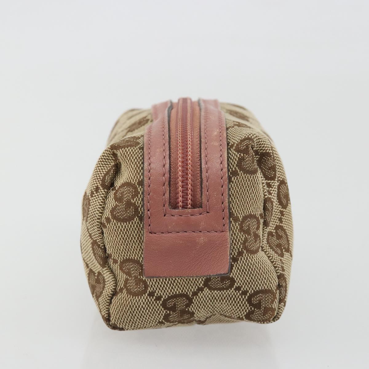 GUCCI GG Canvas Pouch Beige Silver 245947 Auth 191986