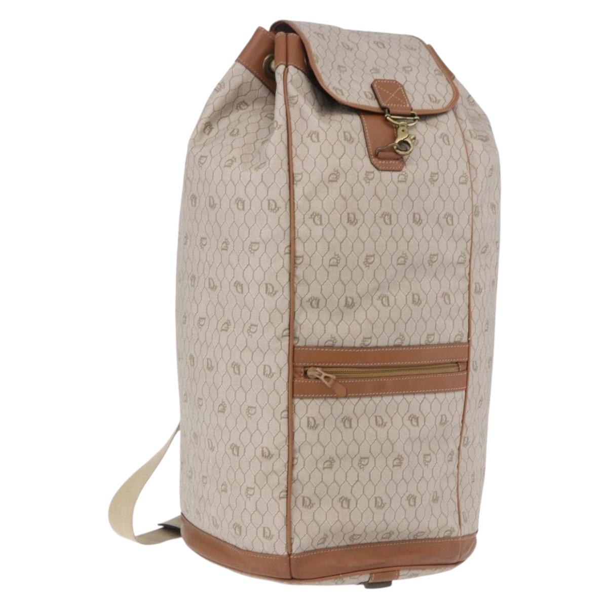 Christian Dior Honeycomb Canvas Shoulder Bag PVC Beige Auth 191990