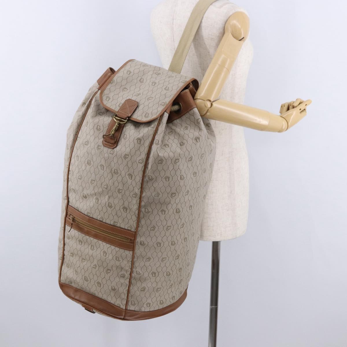 Christian Dior Honeycomb Canvas Shoulder Bag PVC Beige Auth 191990