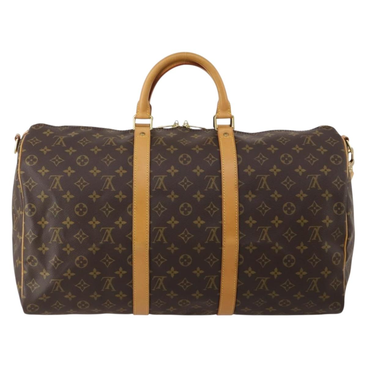 LOUIS VUITTON Monogram Keepall Bandouliere 50 Boston Bag M41416 LV Auth 191991V