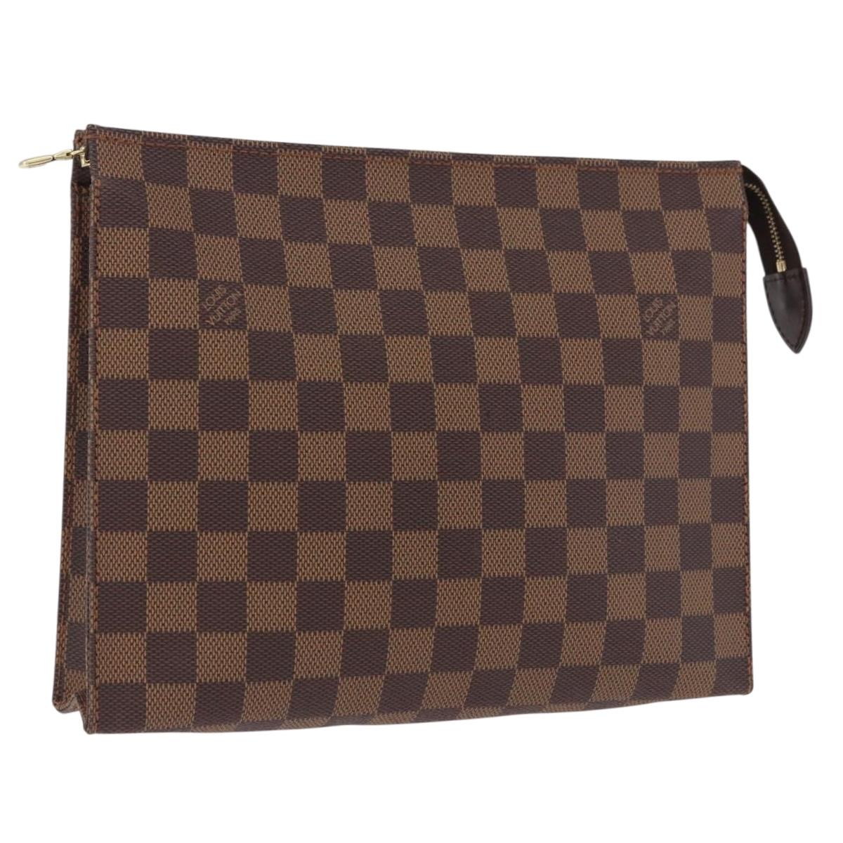 LOUIS VUITTON Damier Ebene Poche Toilette 26 Pouch N47543 LV Auth 192012