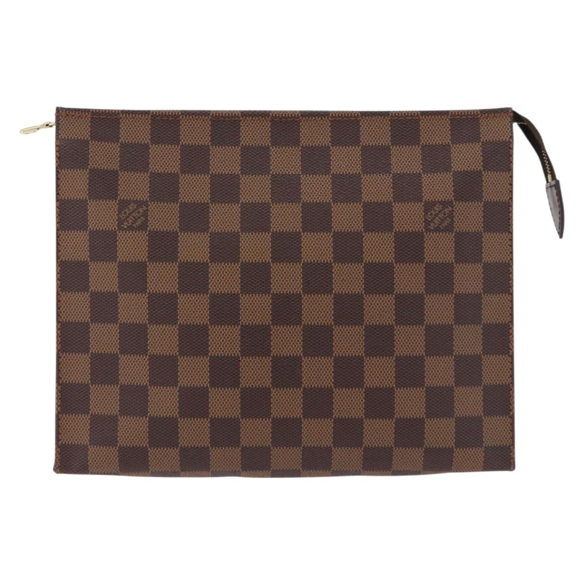 LOUIS VUITTON Damier Ebene Poche Toilette 26 Pouch N47543 LV Auth 192012