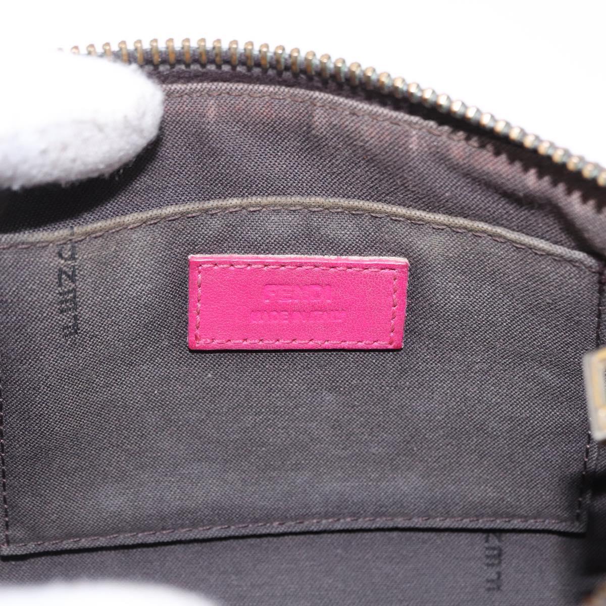FENDI Chain Zucchino Canvas Shoulder Bag PVC Multicolor Gold Auth 192014