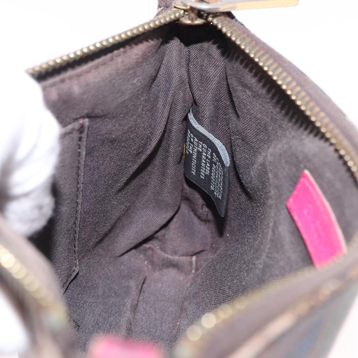 FENDI Chain Zucchino Canvas Shoulder Bag PVC Multicolor Gold Auth 192014