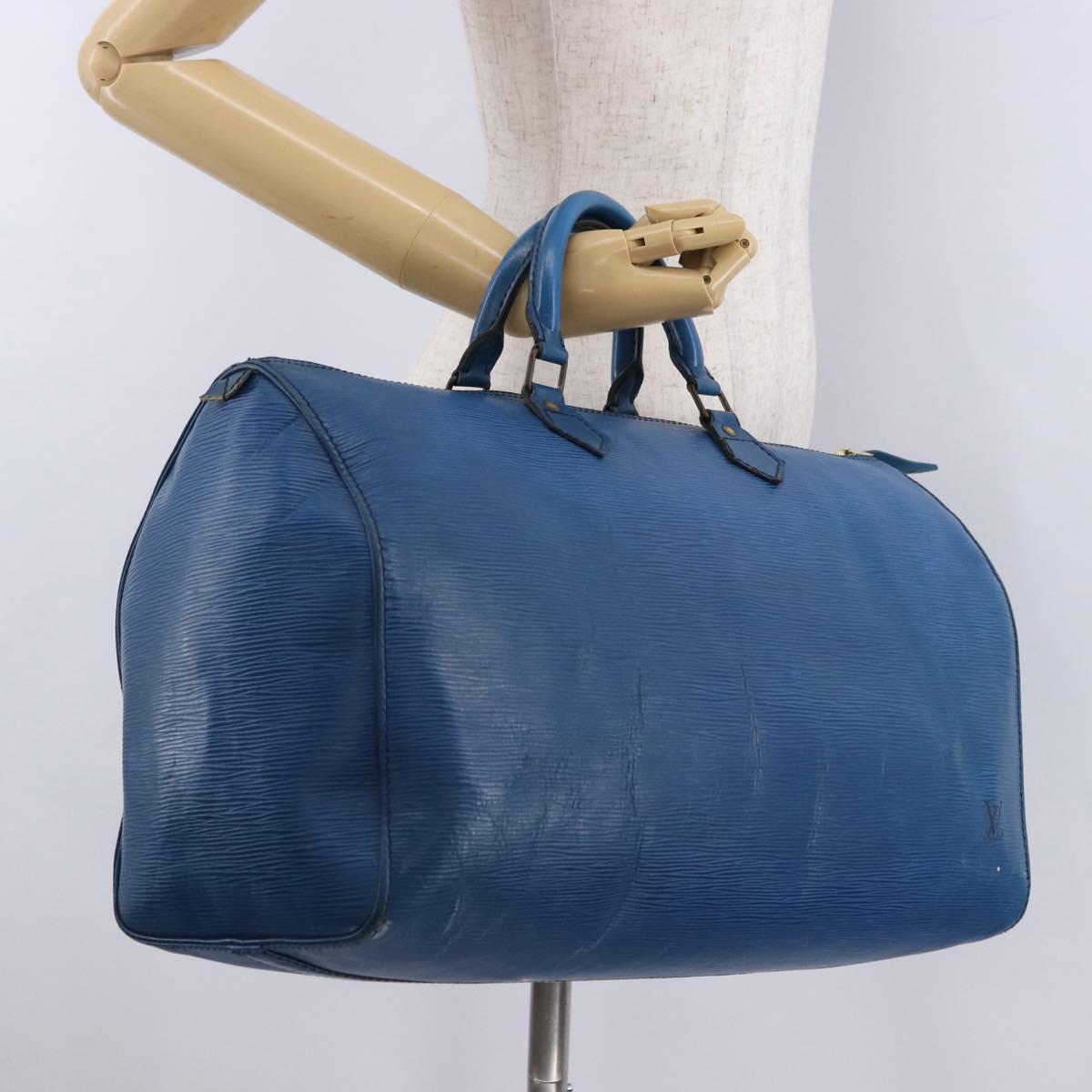LOUIS VUITTON Epi Speedy 40 Hand Bag Toledo Blue M42985 LV Auth 192027