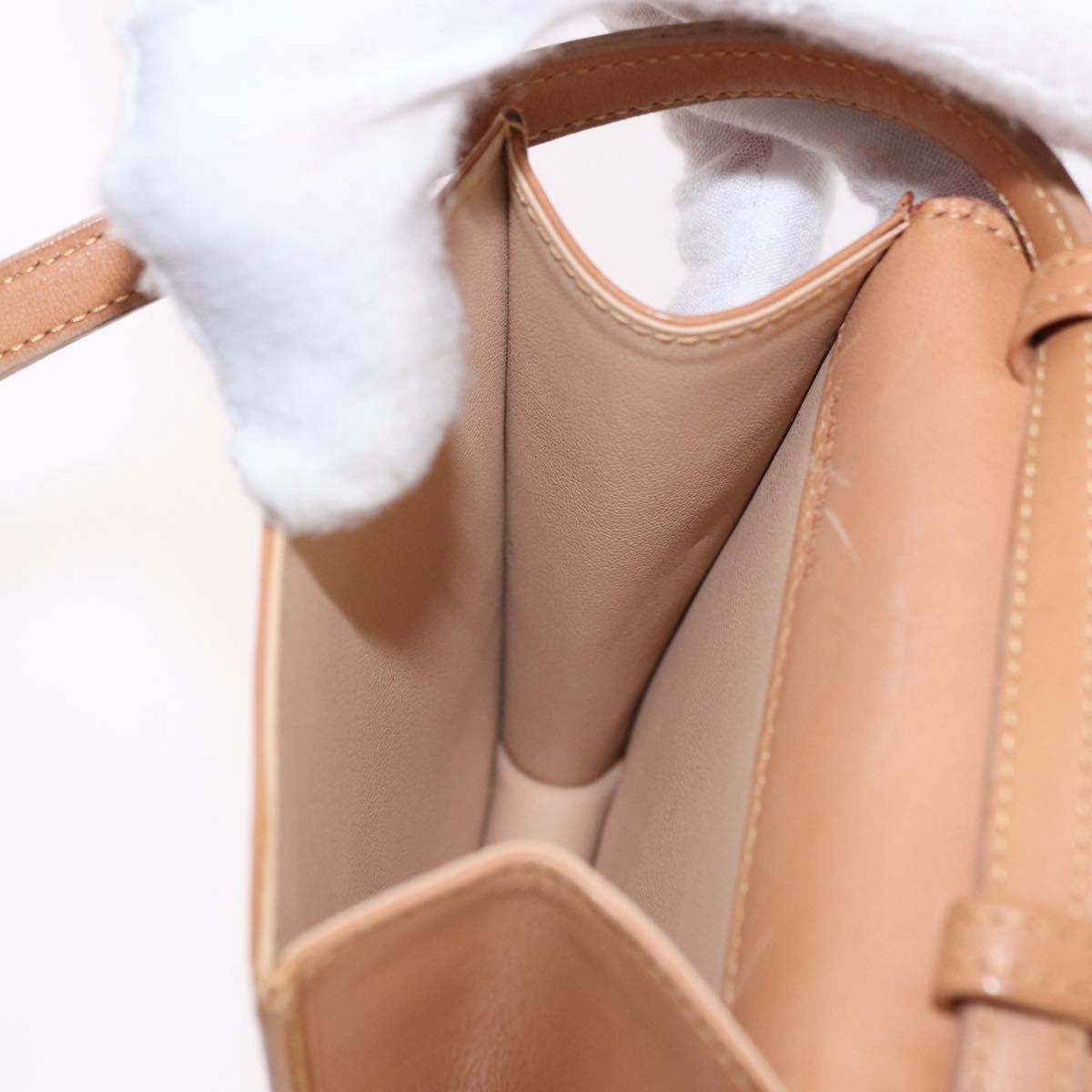 CELINE C Macadam Canvas Shoulder Wallet Suede Pink Gold Auth 192028A