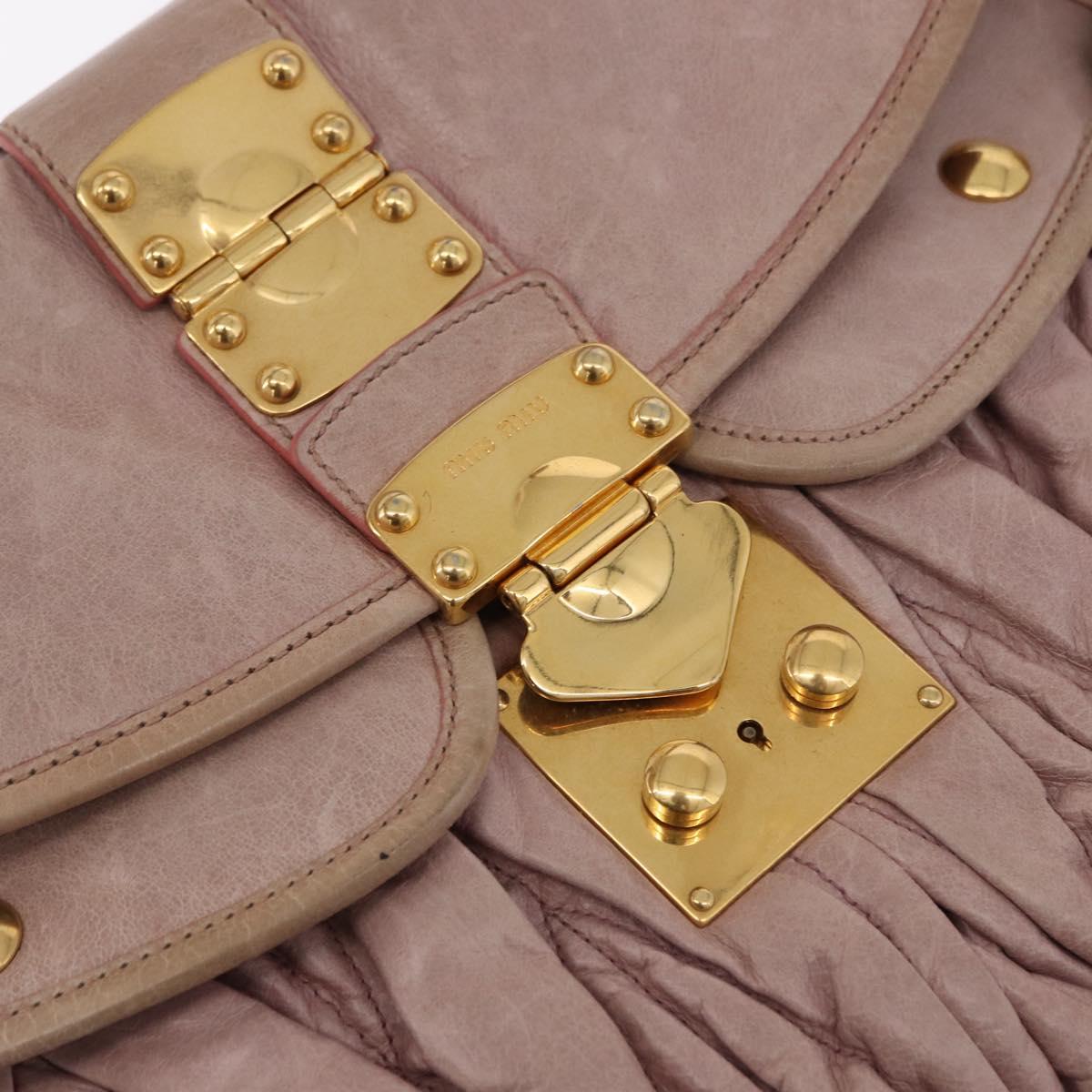 Miu Miu Matelasse Shoulder Bag Leather Pink Gold Auth 192030A