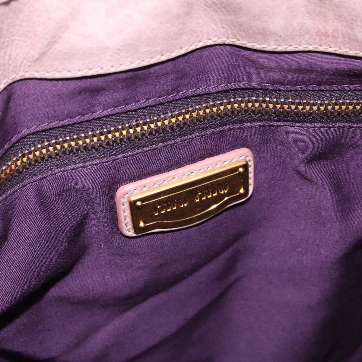Miu Miu Matelasse Shoulder Bag Leather Pink Gold Auth 192030A