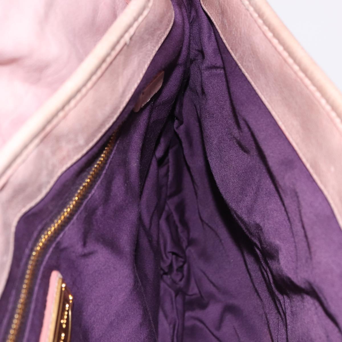 Miu Miu Matelasse Shoulder Bag Leather Pink Gold Auth 192030A