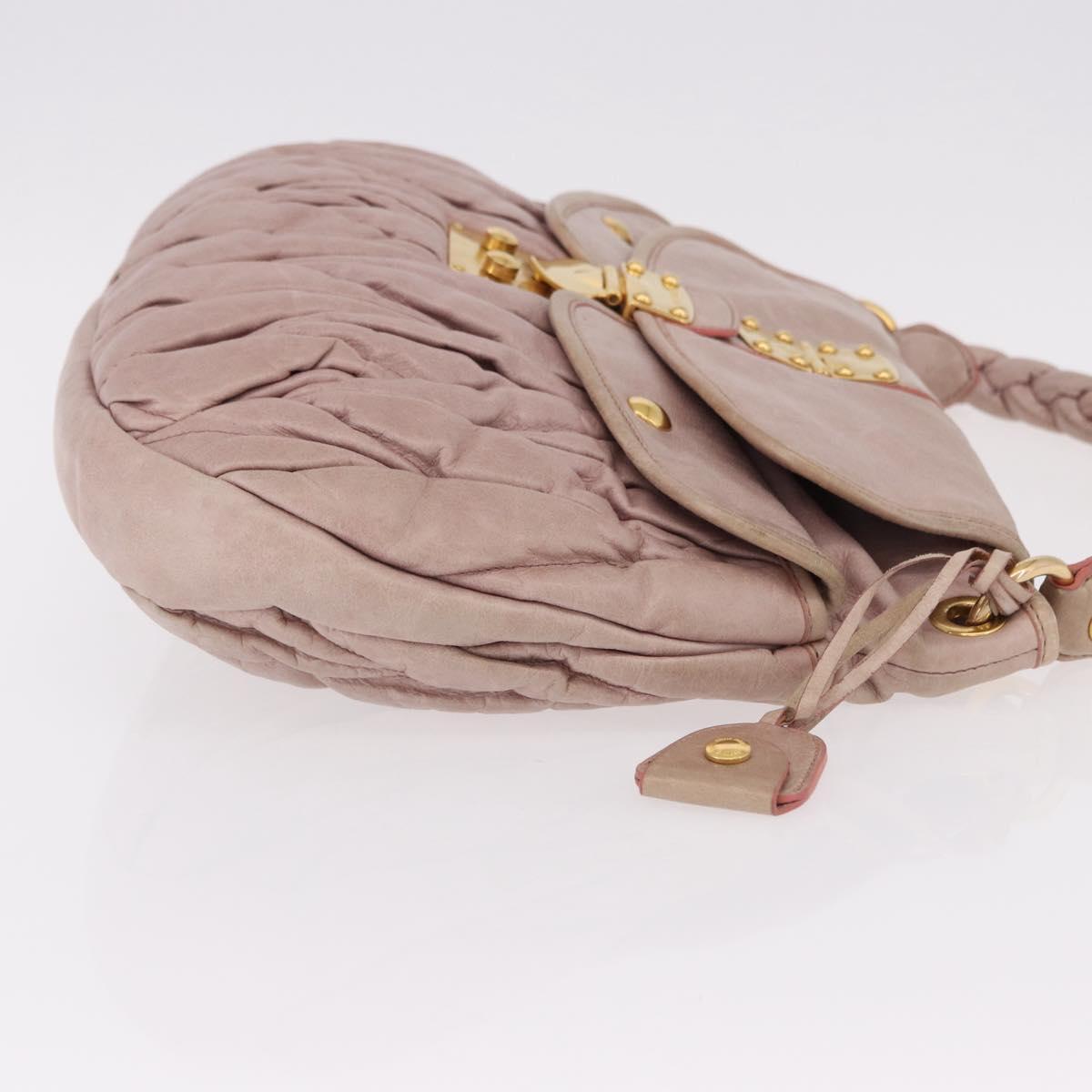 Miu Miu Matelasse Shoulder Bag Leather Pink Gold Auth 192030A