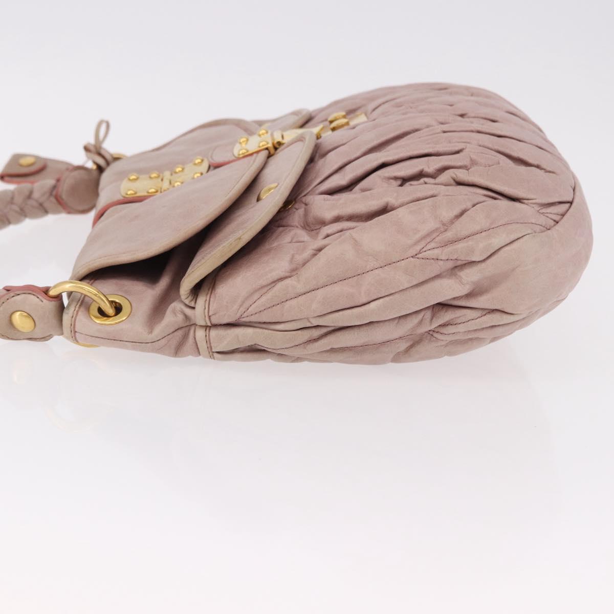 Miu Miu Matelasse Shoulder Bag Leather Pink Gold Auth 192030A