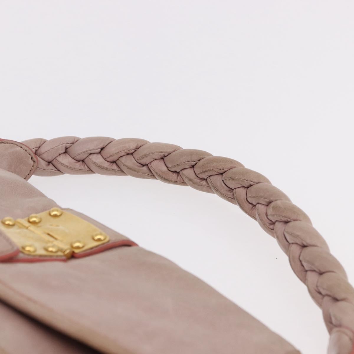 Miu Miu Matelasse Shoulder Bag Leather Pink Gold Auth 192030A