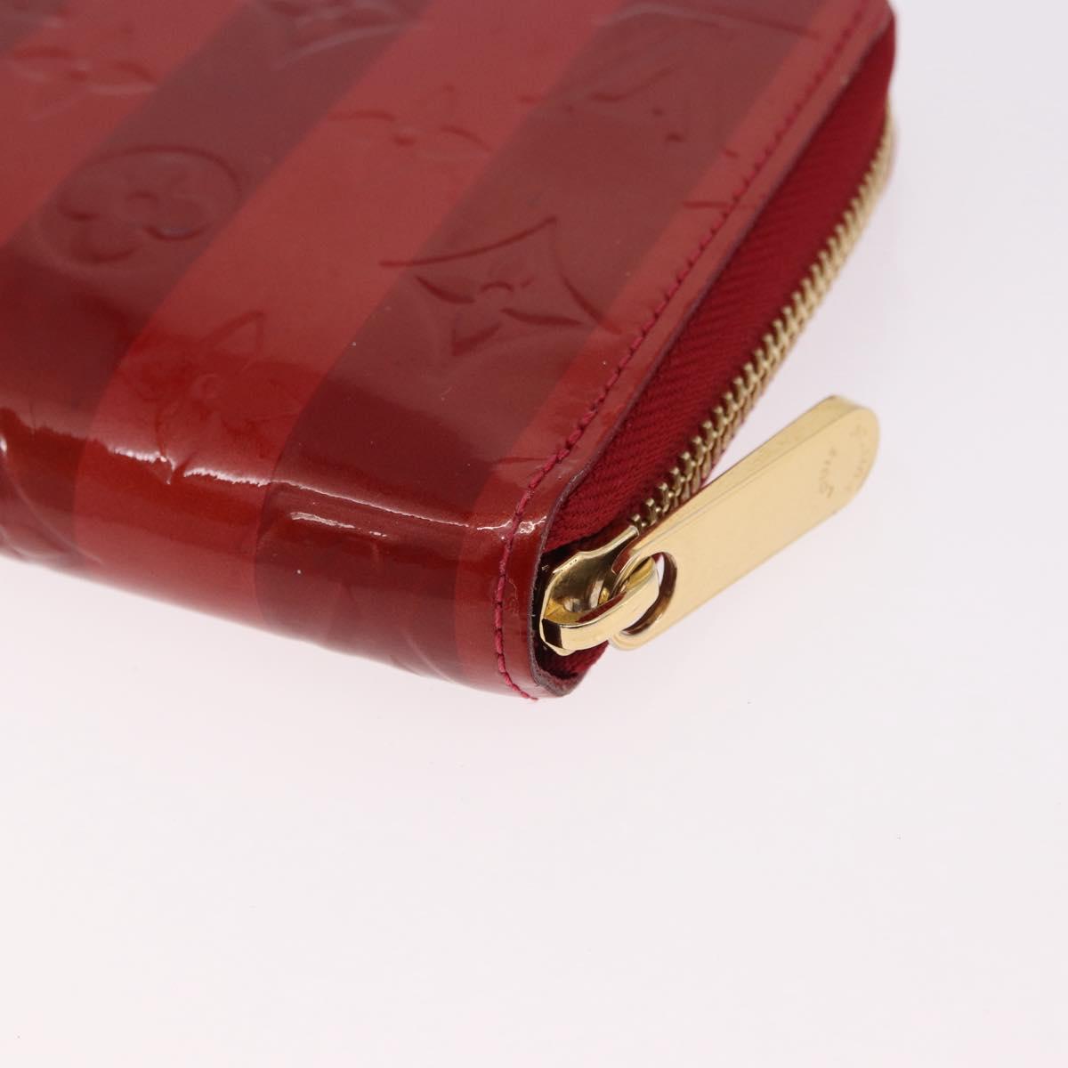 LOUIS VUITTON Vernis Rayure Zippy Long Wallet Pomme D'amour M91718 Auth 192031