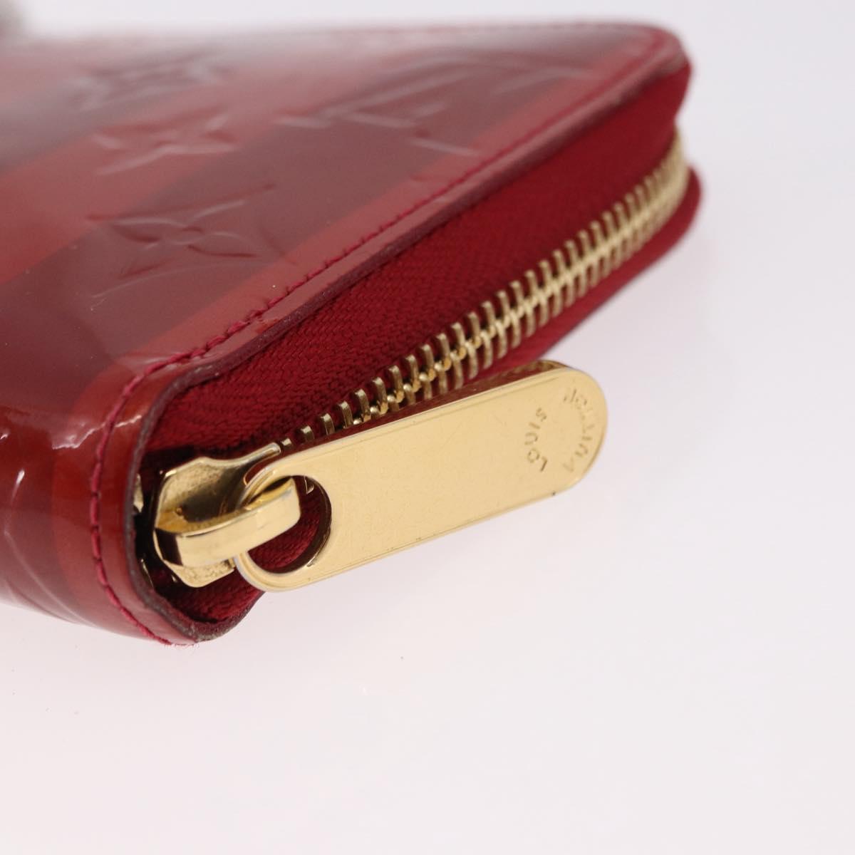 LOUIS VUITTON Vernis Rayure Zippy Long Wallet Pomme D'amour M91718 Auth 192031