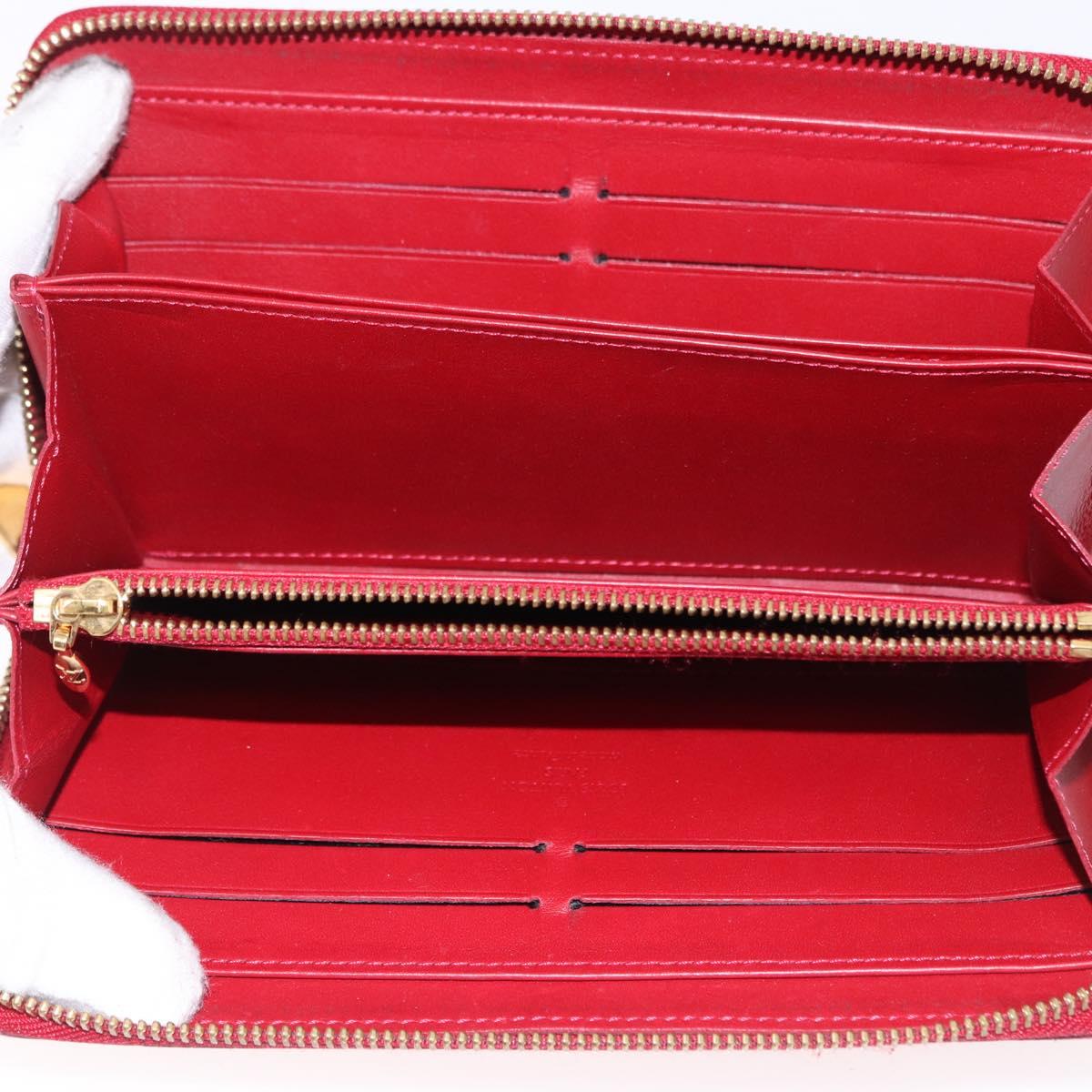 LOUIS VUITTON Vernis Rayure Zippy Long Wallet Pomme D'amour M91718 Auth 192031