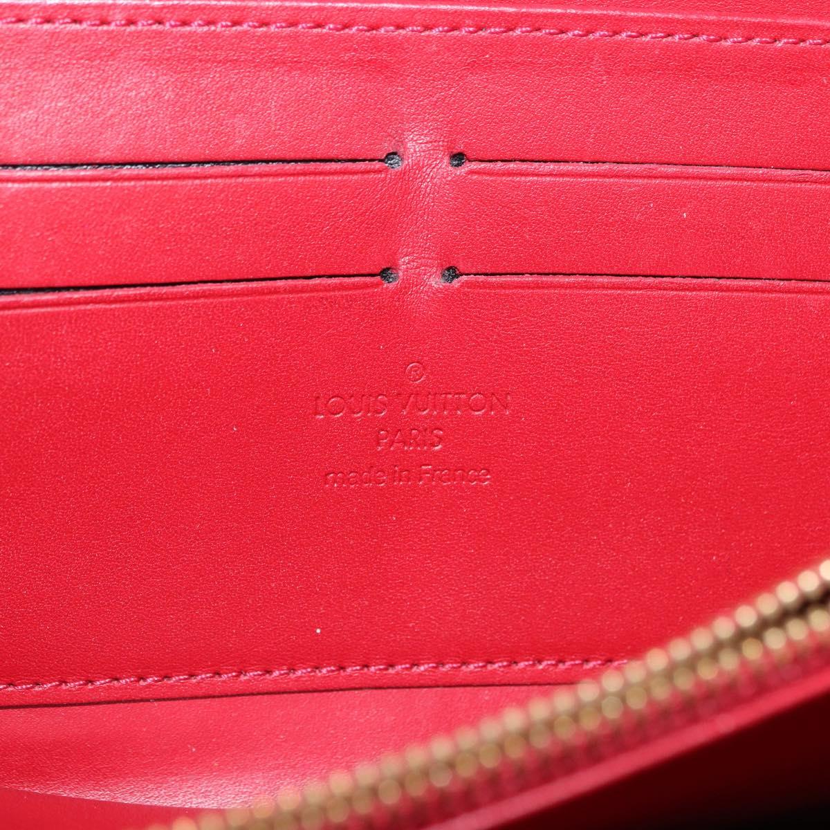 LOUIS VUITTON Vernis Rayure Zippy Long Wallet Pomme D'amour M91718 Auth 192031