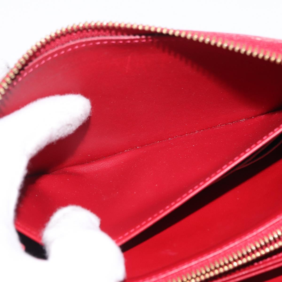 LOUIS VUITTON Vernis Rayure Zippy Long Wallet Pomme D'amour M91718 Auth 192031
