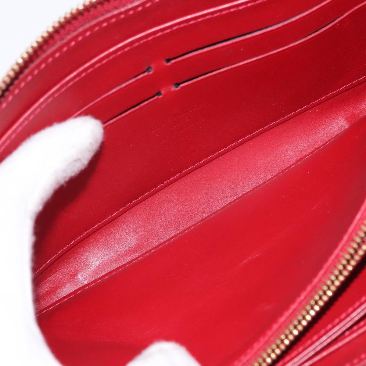 LOUIS VUITTON Vernis Rayure Zippy Long Wallet Pomme D'amour M91718 Auth 192031