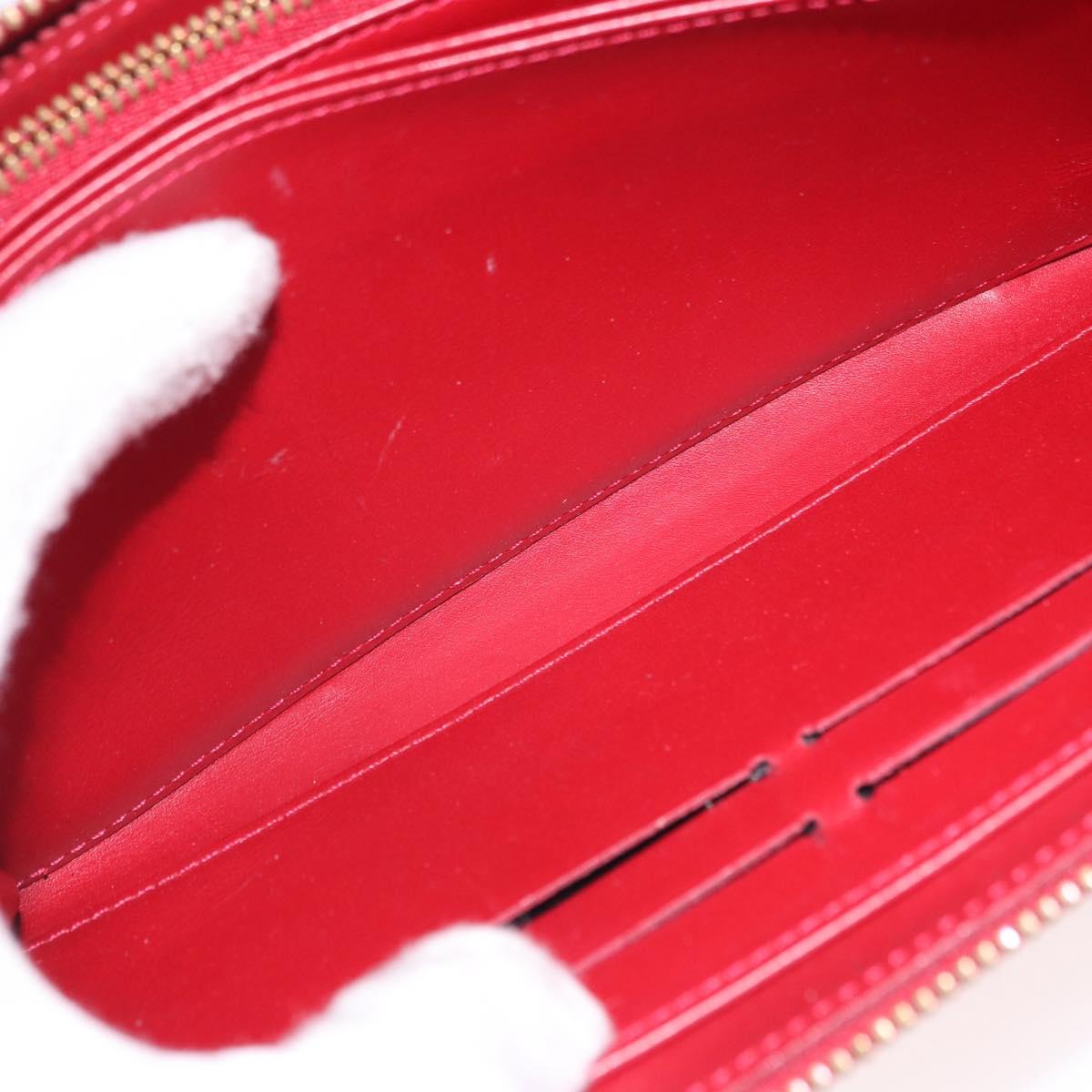 LOUIS VUITTON Vernis Rayure Zippy Long Wallet Pomme D'amour M91718 Auth 192031