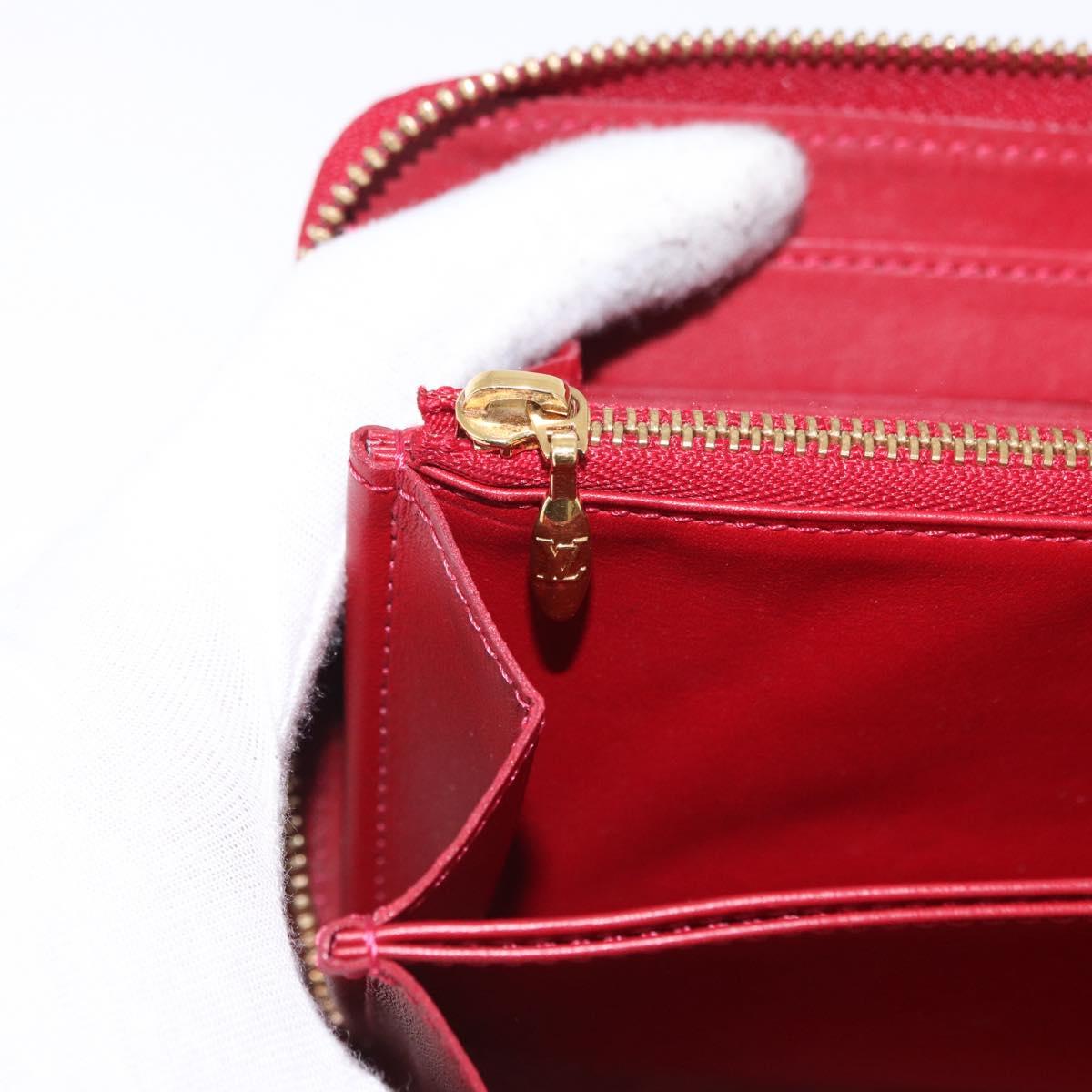 LOUIS VUITTON Vernis Rayure Zippy Long Wallet Pomme D'amour M91718 Auth 192031