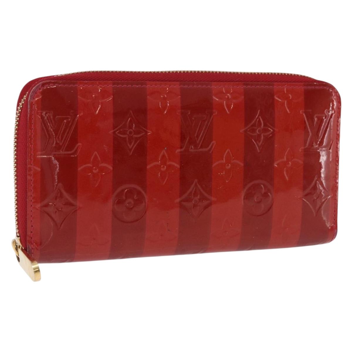 LOUIS VUITTON Vernis Rayure Zippy Long Wallet Pomme D'amour M91718 Auth 192031