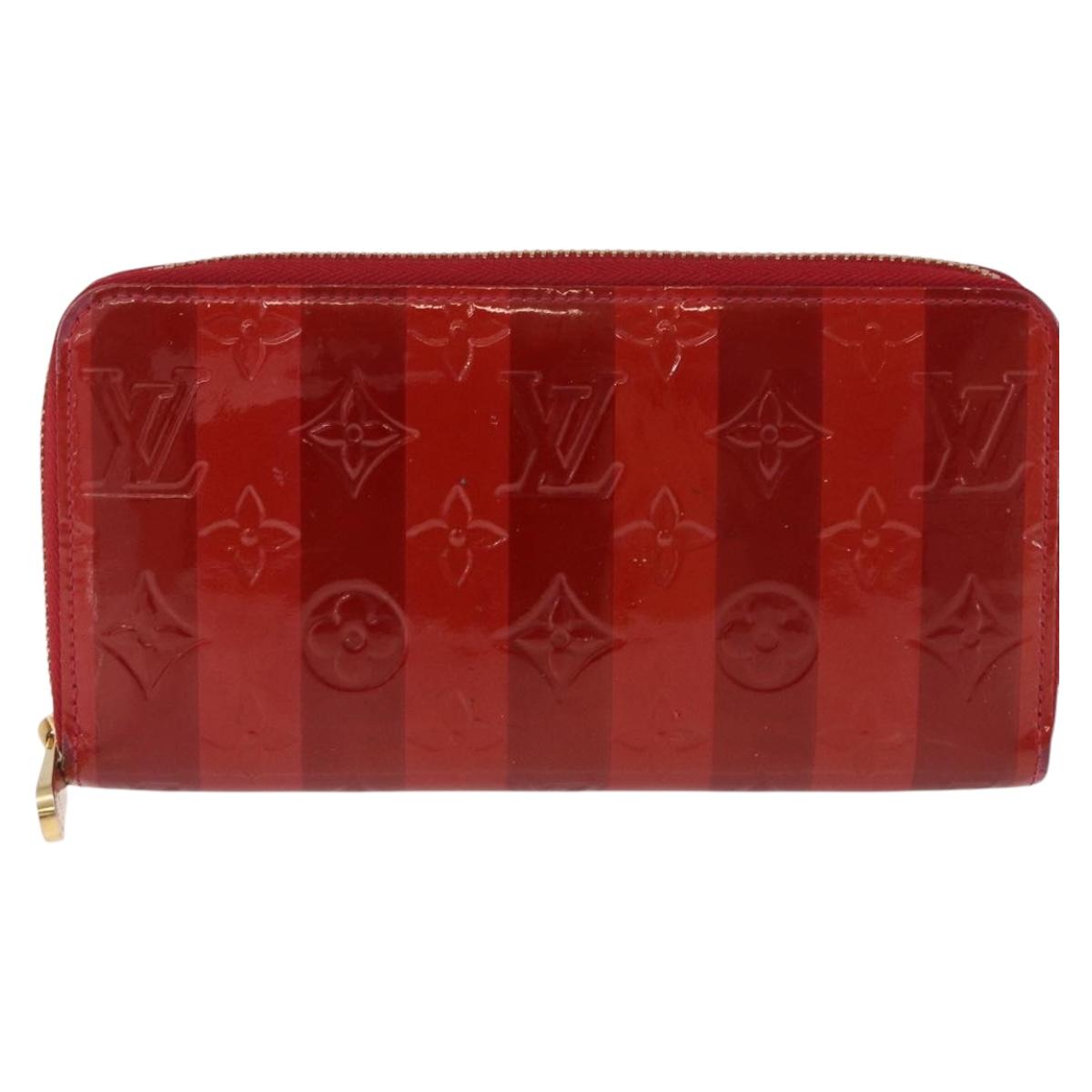 LOUIS VUITTON Vernis Rayure Zippy Long Wallet Pomme D'amour M91718 Auth 192031