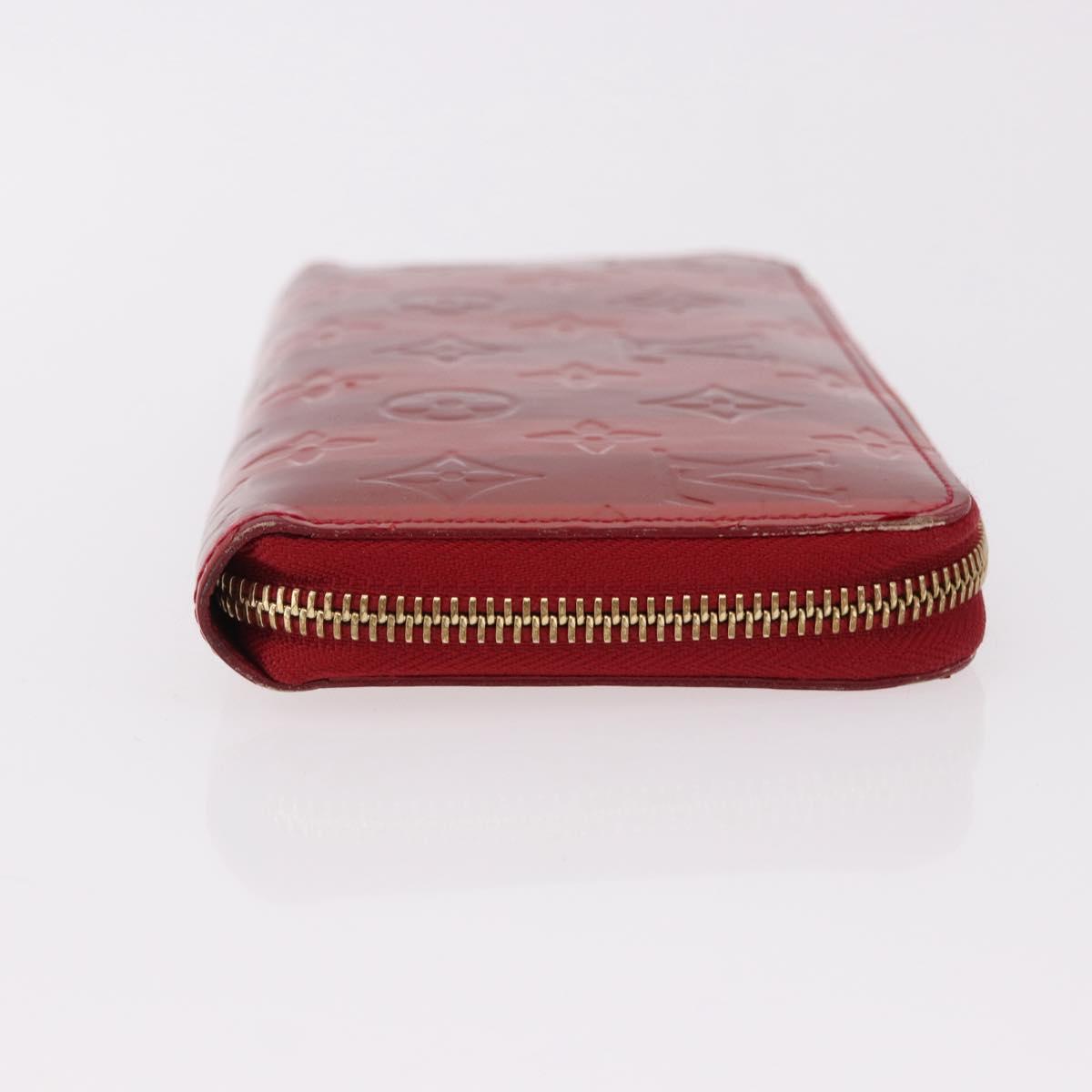 LOUIS VUITTON Vernis Rayure Zippy Long Wallet Pomme D'amour M91718 Auth 192031