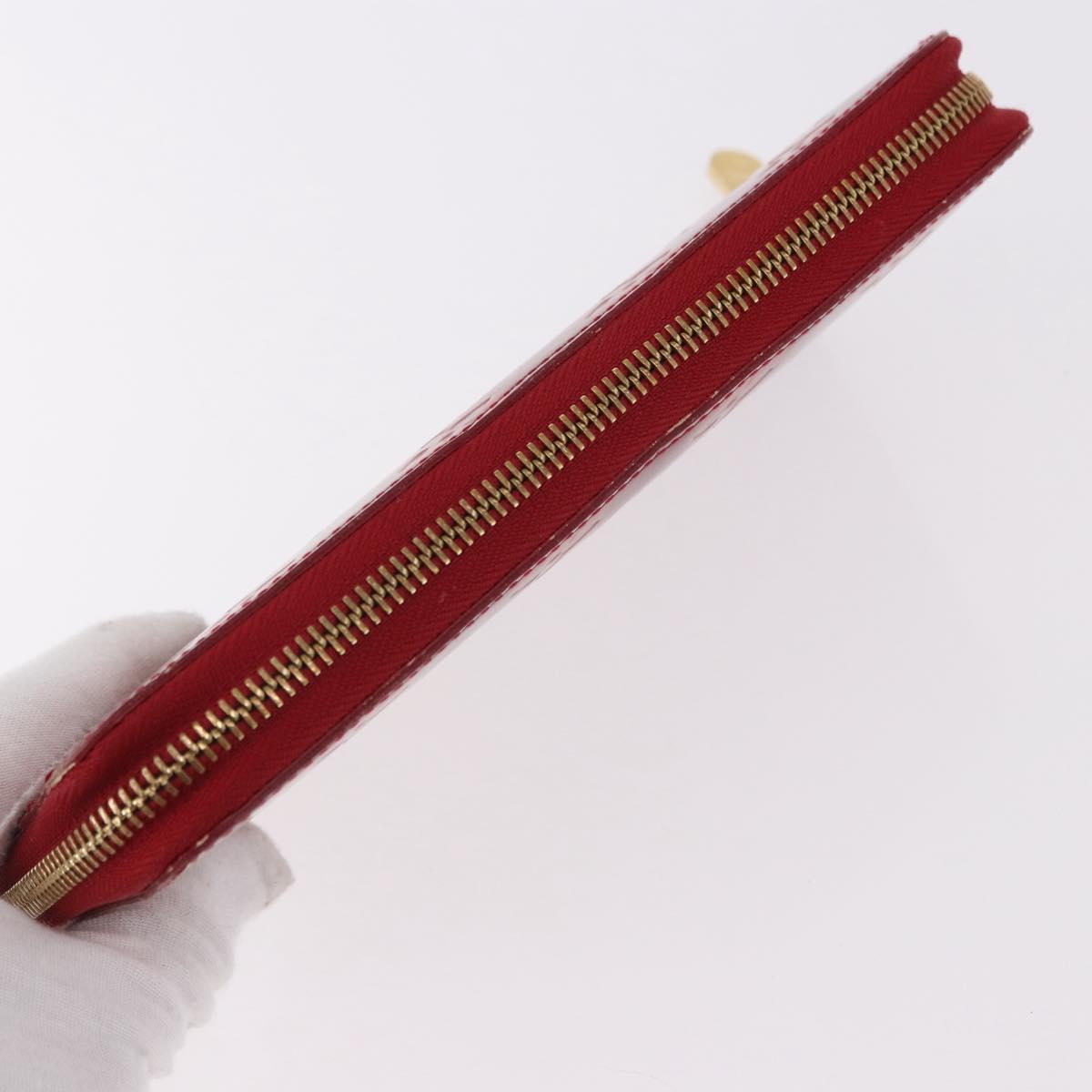 LOUIS VUITTON Vernis Rayure Zippy Long Wallet Pomme D'amour M91718 Auth 192031