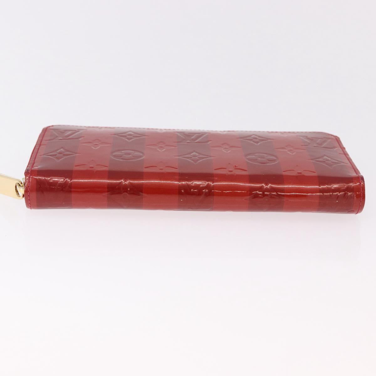 LOUIS VUITTON Vernis Rayure Zippy Long Wallet Pomme D'amour M91718 Auth 192031