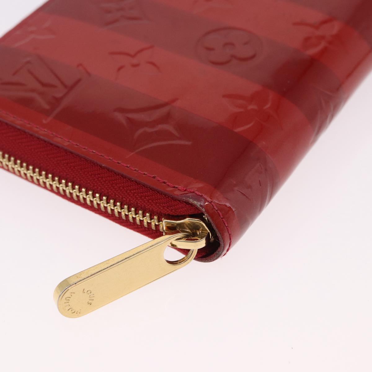 LOUIS VUITTON Vernis Rayure Zippy Long Wallet Pomme D'amour M91718 Auth 192031